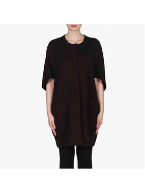 Joseph Ribkoff Black Cape Jacket Poncho Women’s Size 16 Button Down Pockets